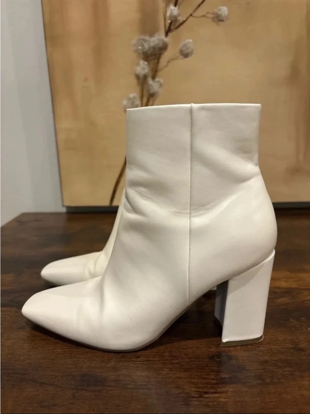 Unisa Ivory Square-Toe Zip Ankle Boots